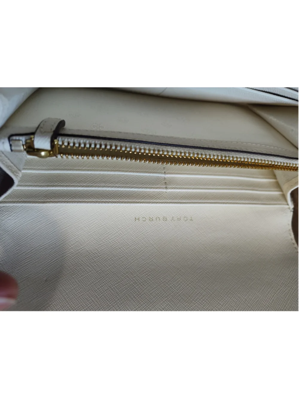 Women's Tory Burch Saffiano Leather Wallet - White & Gold - One Size